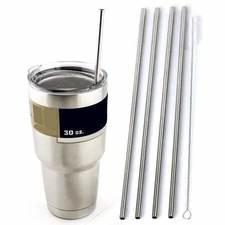 Pack of 4 Reusable Stainless Steel Metal Straws