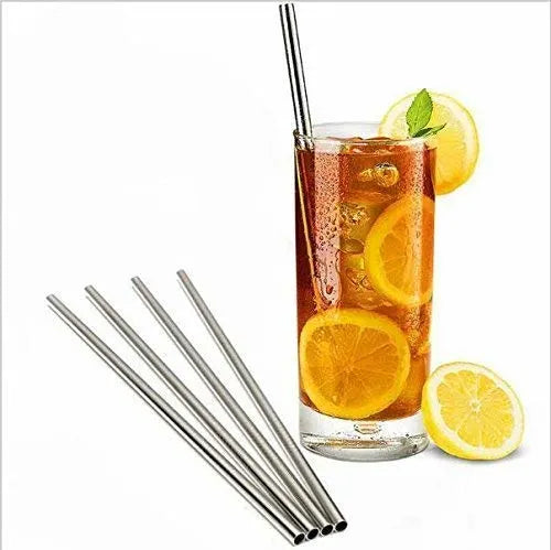 Pack of 4 Reusable Stainless Steel Metal Straws