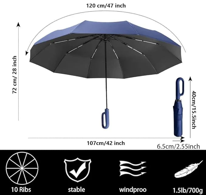 Umbrella for Men Women || Folding Umbrella With Carabiner Handle(Blue)