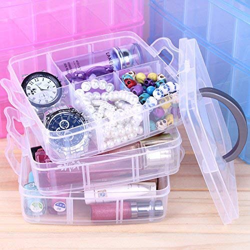 Plastic 3 Tier Stackable Adjustable 18 Compartment Slot Snap(white)