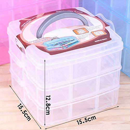 Plastic 3 Tier Stackable Adjustable 18 Compartment Slot Snap(white)