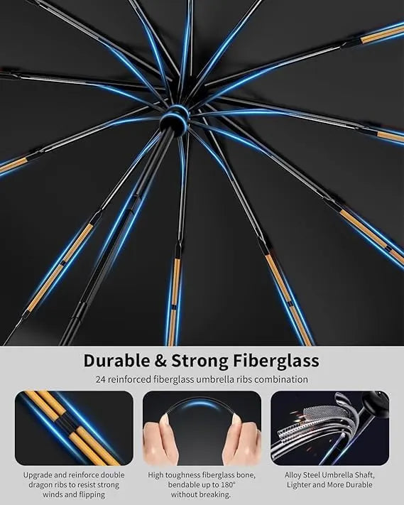 Umbrella for Men Women || Folding Umbrella With Carabiner Handle(Blue)