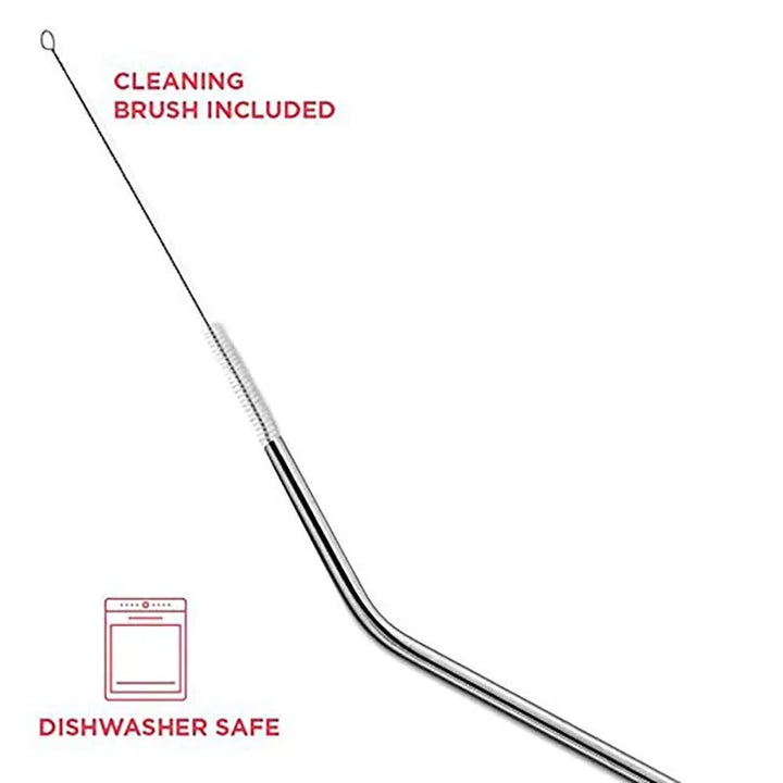 Pack of 4 Reusable Stainless Steel Metal Straws
