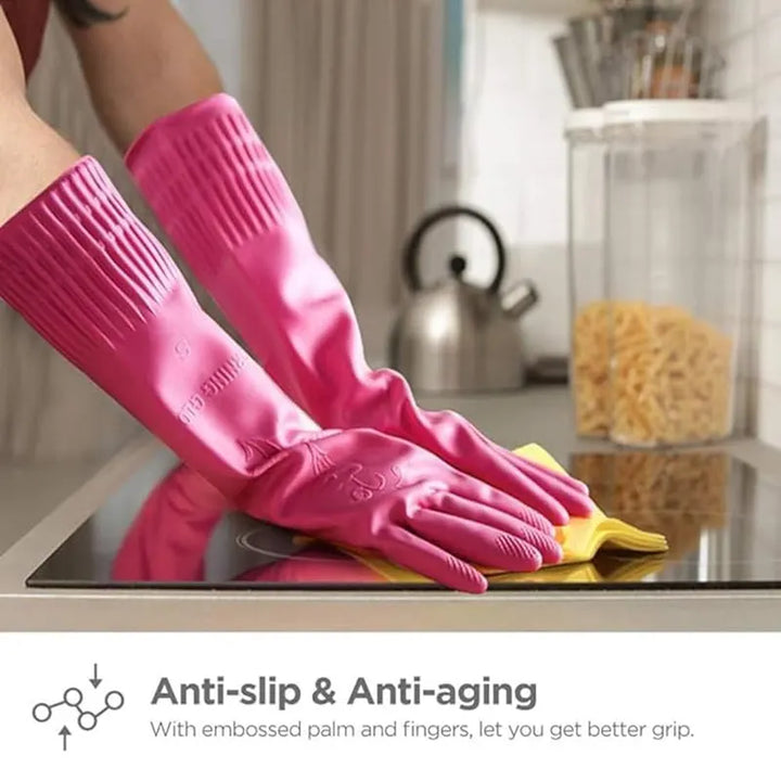 Dishwashing Gloves, Reusable Kitchen,Household and Industrial Cleaning Gloves(pink)