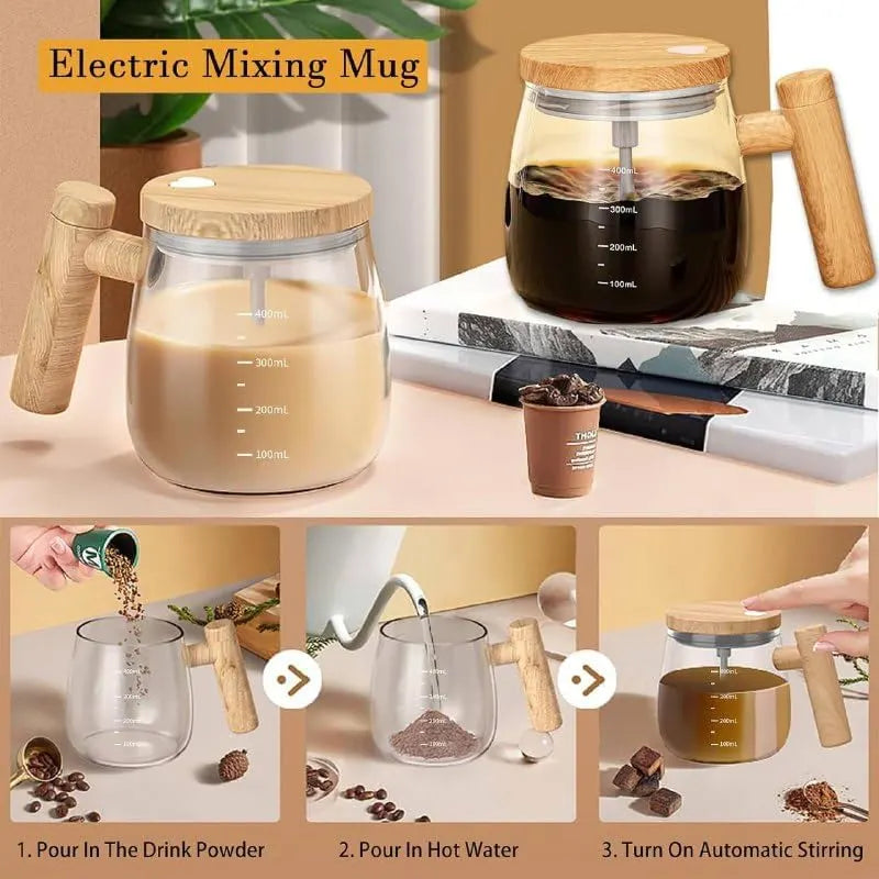Electric Self-Stirring Coffee Mug Borosilicate Mixing Cup