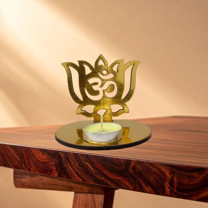 4 pieces Red and Golden MDF Wooden Om Shadow