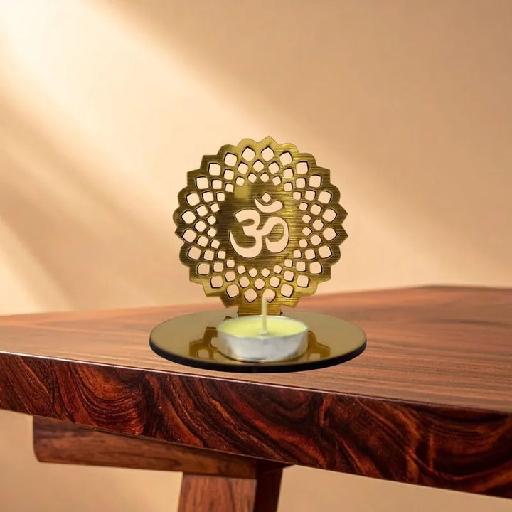 4 pieces Red and Golden MDF Wooden Om Shadow