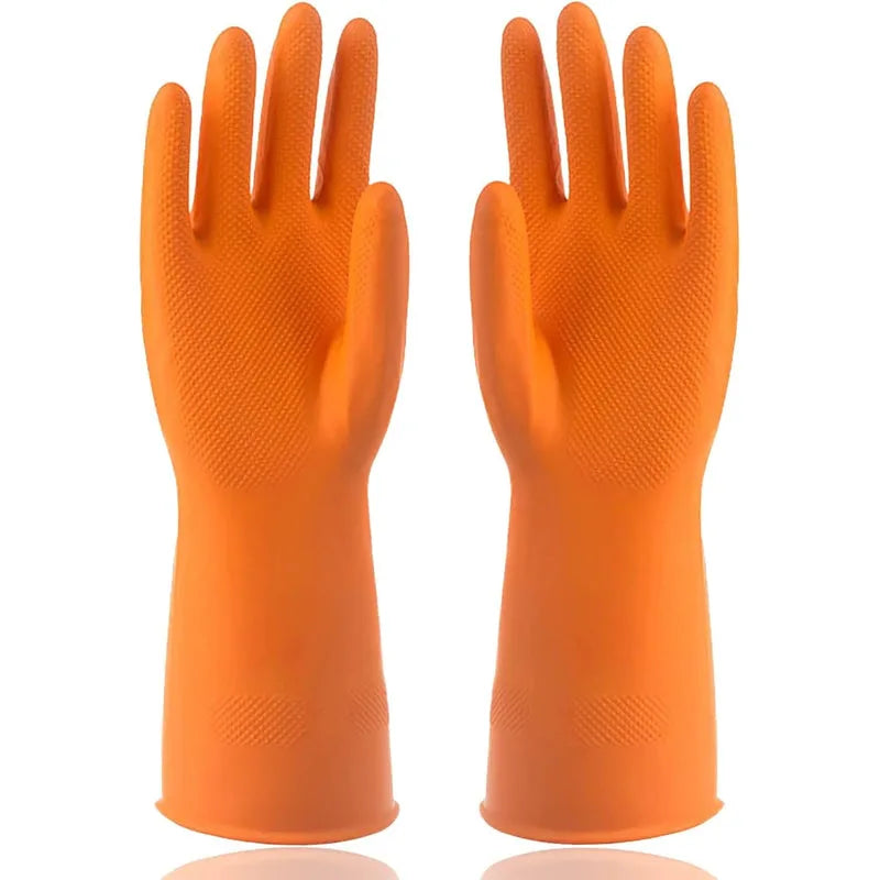 Rubber Cleaning Gloves | Reusable Gloves for Cleaning (Orange)