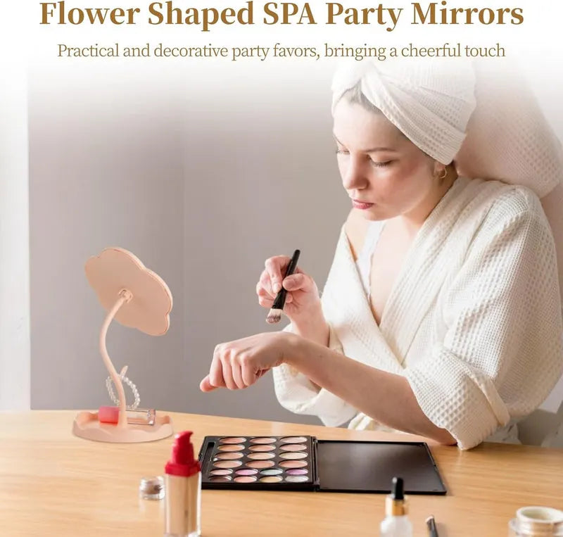 Flower-Shaped Decorative Rotatable Makeup Mirror for Desk