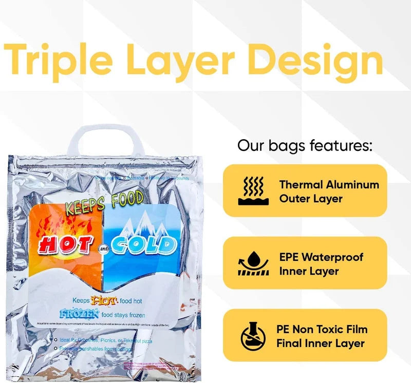 Hot and Cold Insulated Bags for Food Delivery