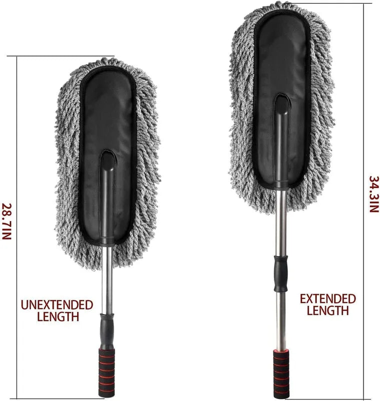 Soft Microfiber Car Duster Brush with Extendable Handle Wet & Dry Scratch