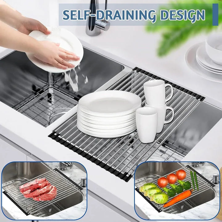 Foldable Roll Up 10 Pipe Dish Drying Rack
