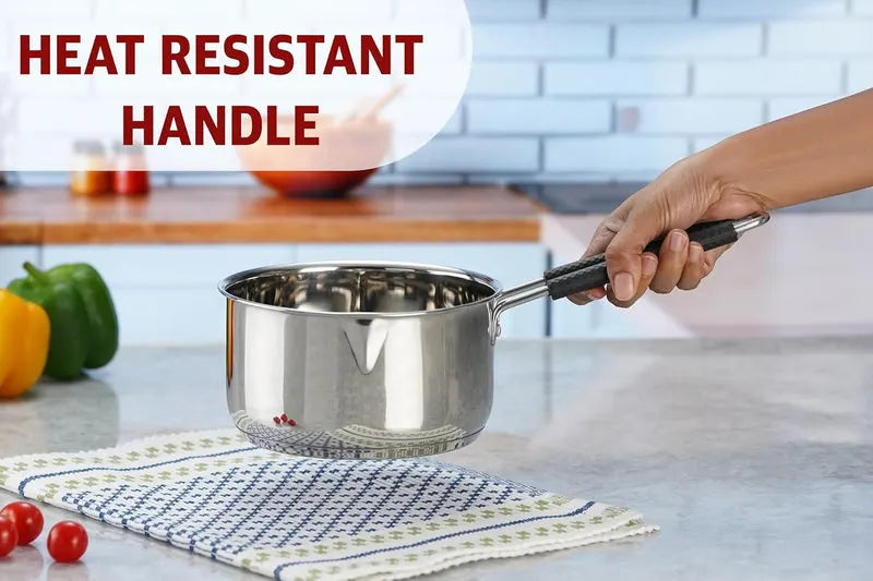Heavy Gauge Stainless Steel Sauce Pan, Tea Pan, Milk Pan Pot Tapeli Patila (Silver 1.5Litre)