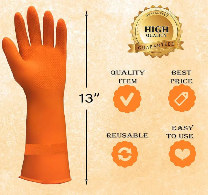 Reusable Rubber Latex PVC Flock lined Long Sleeves