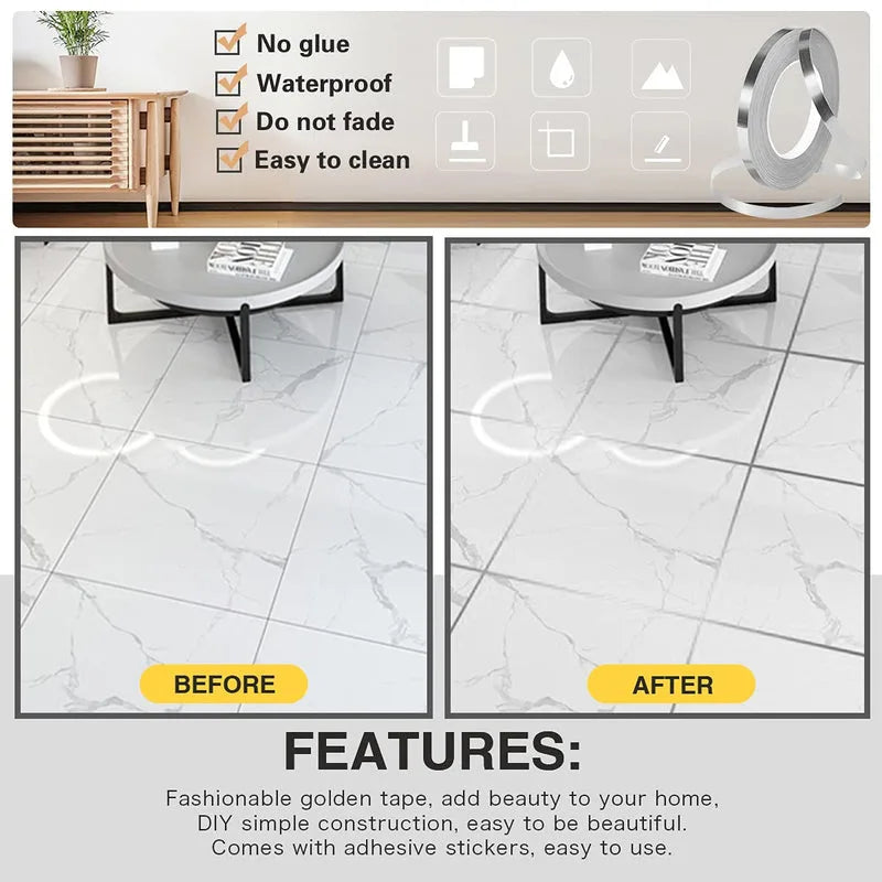 Tile Stickers Decorative Floor Wall Sticker Foil Line Peel